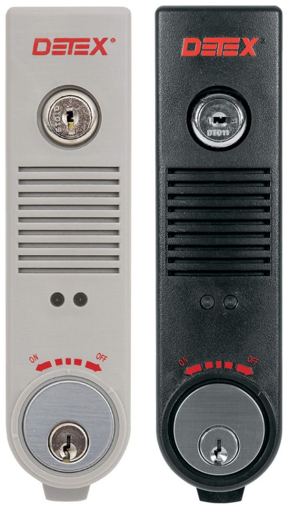 Detex EAX-500 Grey Surface Mounted Exit Alarm Piezo Horn Detex Battery Powered Door or Wall Mount Exit Alarm 2.10 W x 2.375 D x 7.70 L