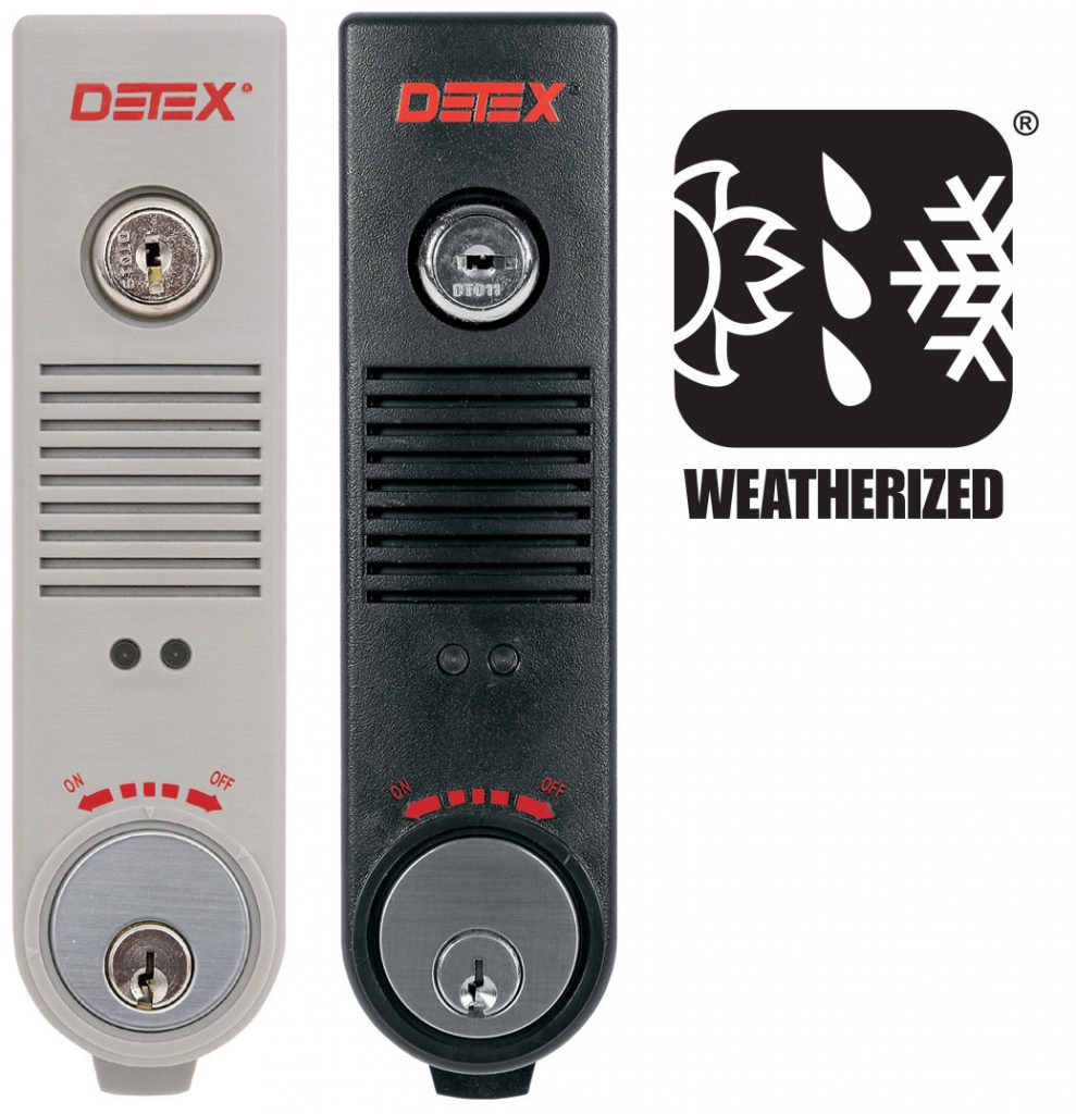 Detex EAX-500 Grey Surface Mounted Exit Alarm Piezo Horn Detex Battery Powered Door or Wall Mount Exit Alarm 2.10 W x 2.375 D x 7.70 L